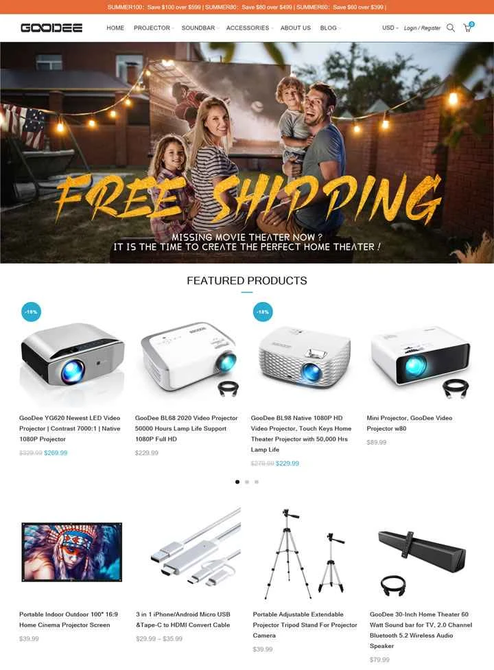 Goodee公式ストア：ミニプロジェクター