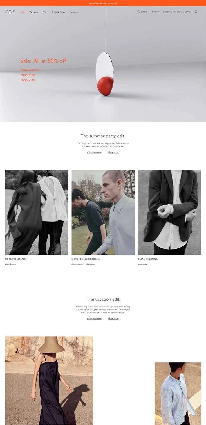 COS US公式サイト：有名衣料ブランド