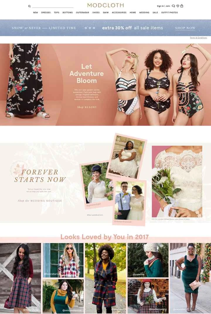 レトロスタイルの婦人服とアクセサリー：ModCloth