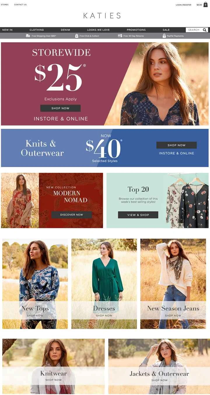 オーストラリアの手頃な価格でスタイリッシュな婦人服店、Katies