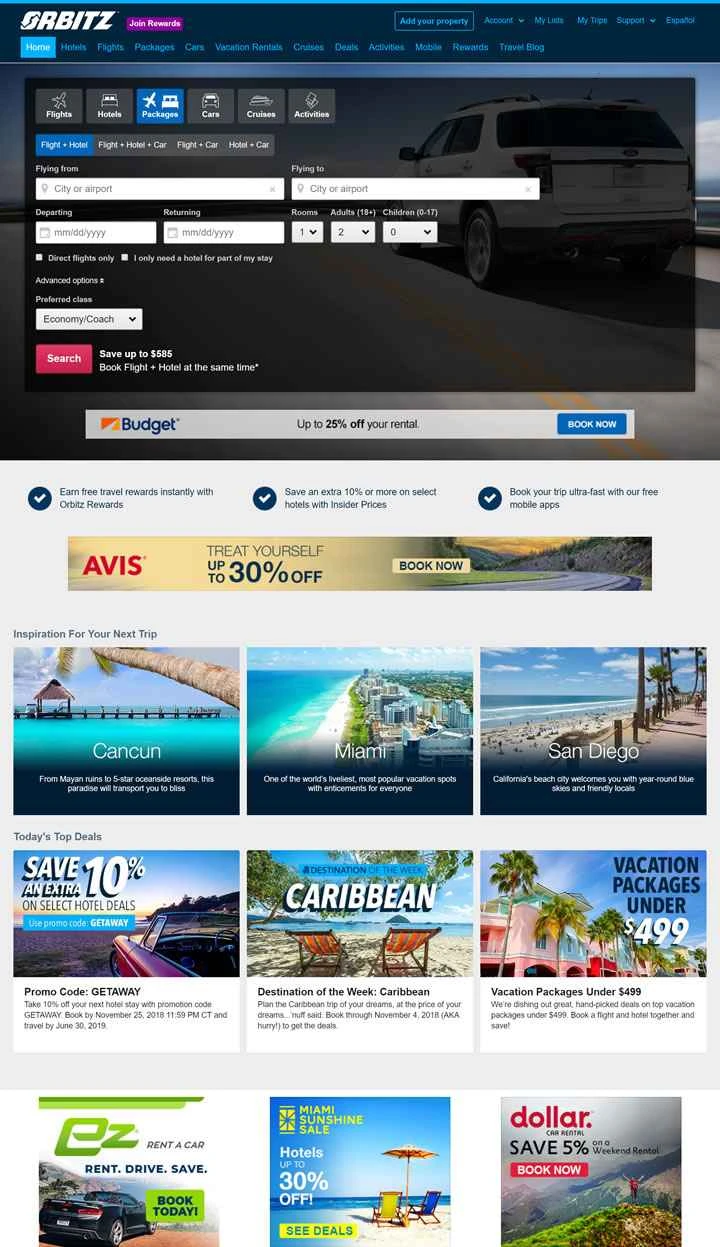 米国の大手オンライン旅行サイト「Orbitz」