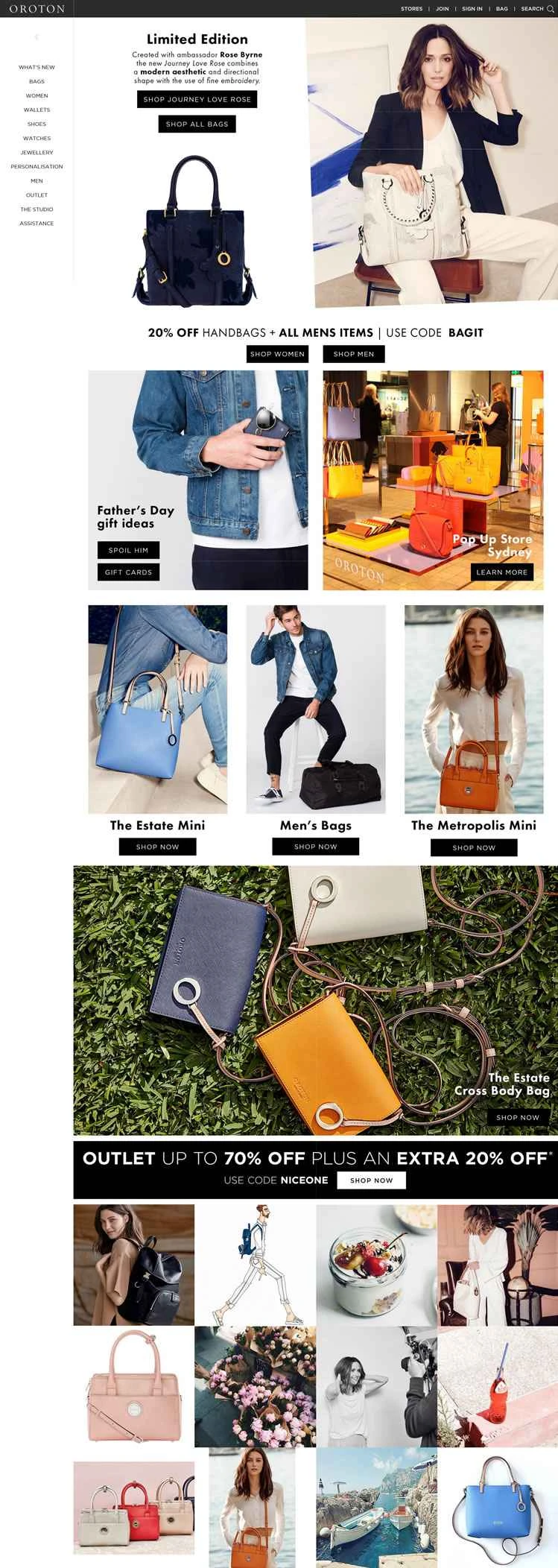 オーストラリアの高級ブランド「オロトン」公式サイト