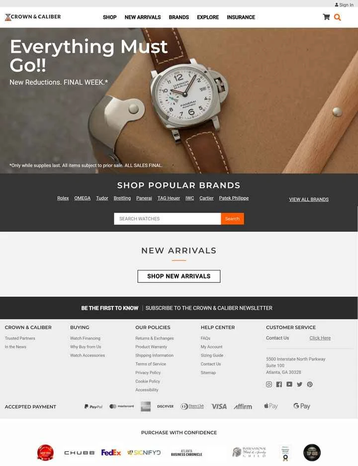 中古高級腕時計をオンラインで売買：クラウン＆キャリバー