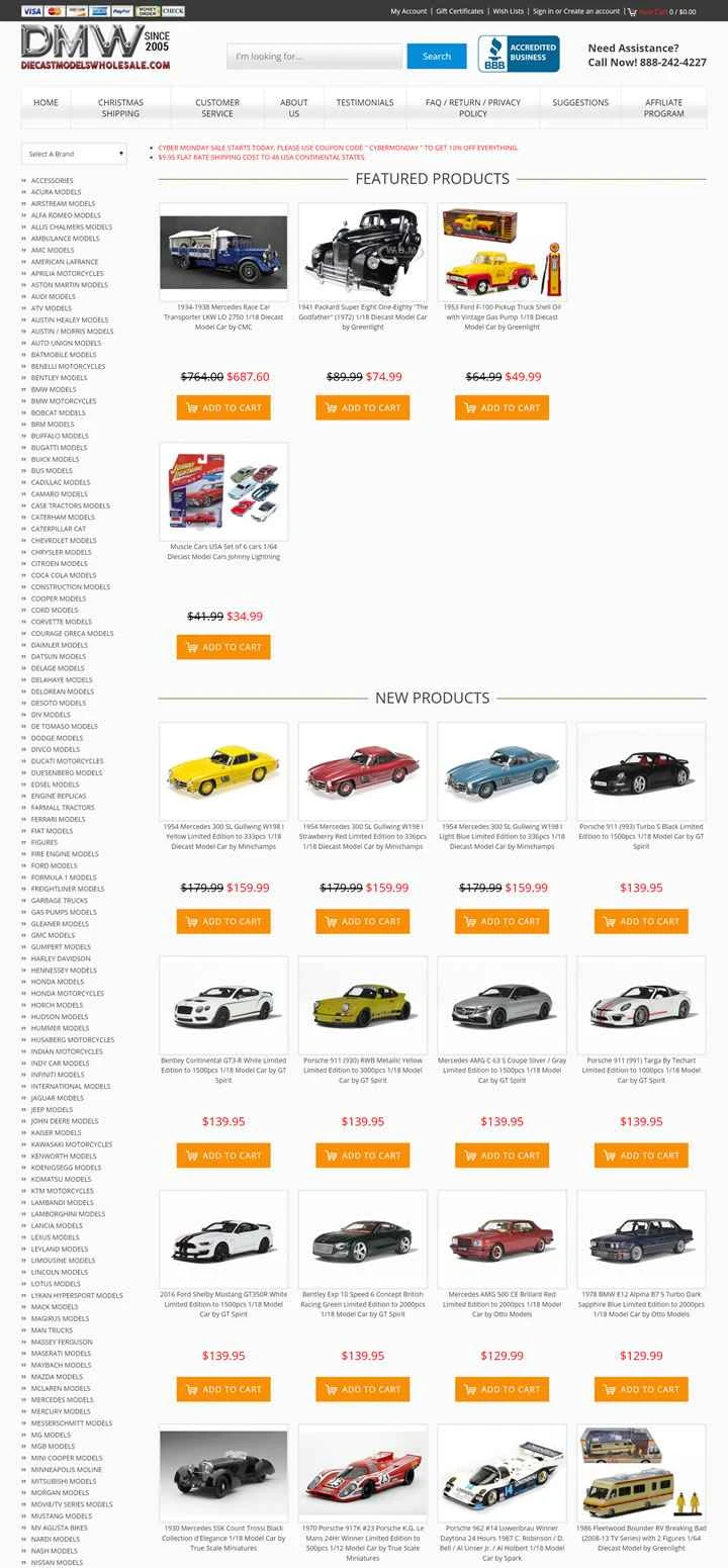 ダイキャストカーモデルコレクター：Diecastmodelswholesale.com