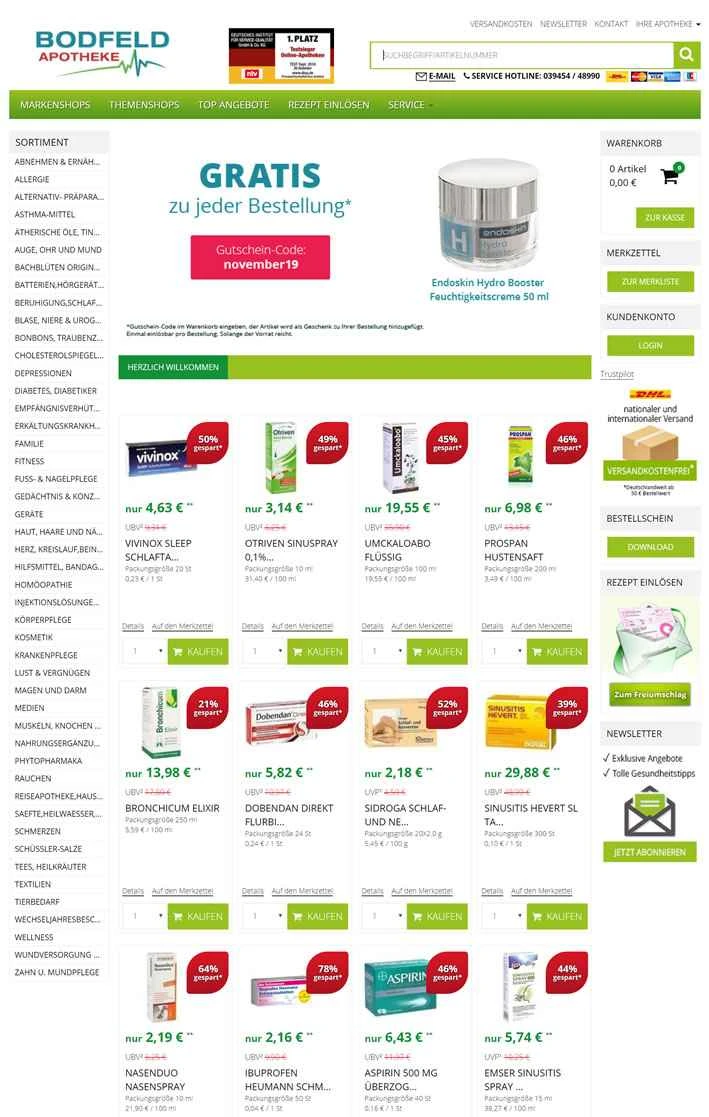 ドイツのオンライン薬局: Bodfeld Apotheke