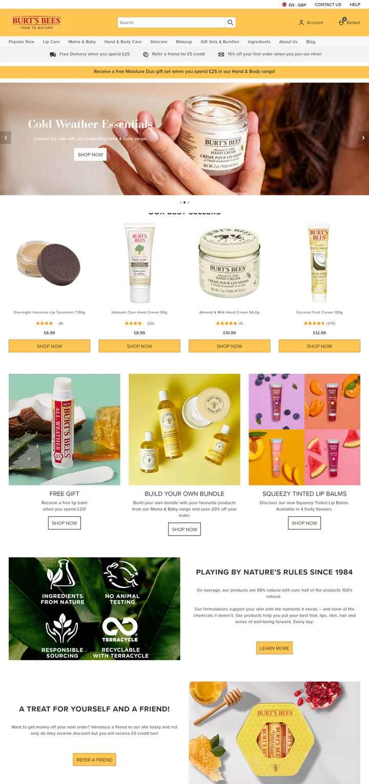 Burt's Bees UK 公式ウェブサイト: 世界トップクラスのナチュラルパーソナルケアブランド