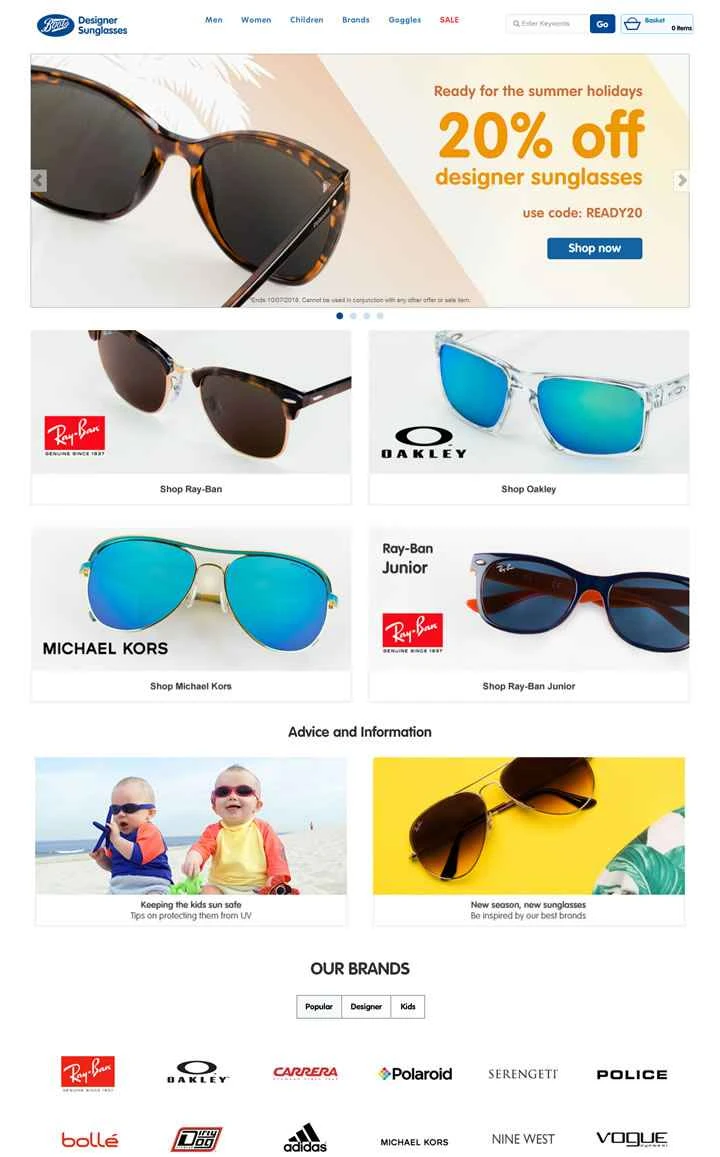 Boots Designer Sunglasses は、英国所有のサングラスのウェブサイトです。