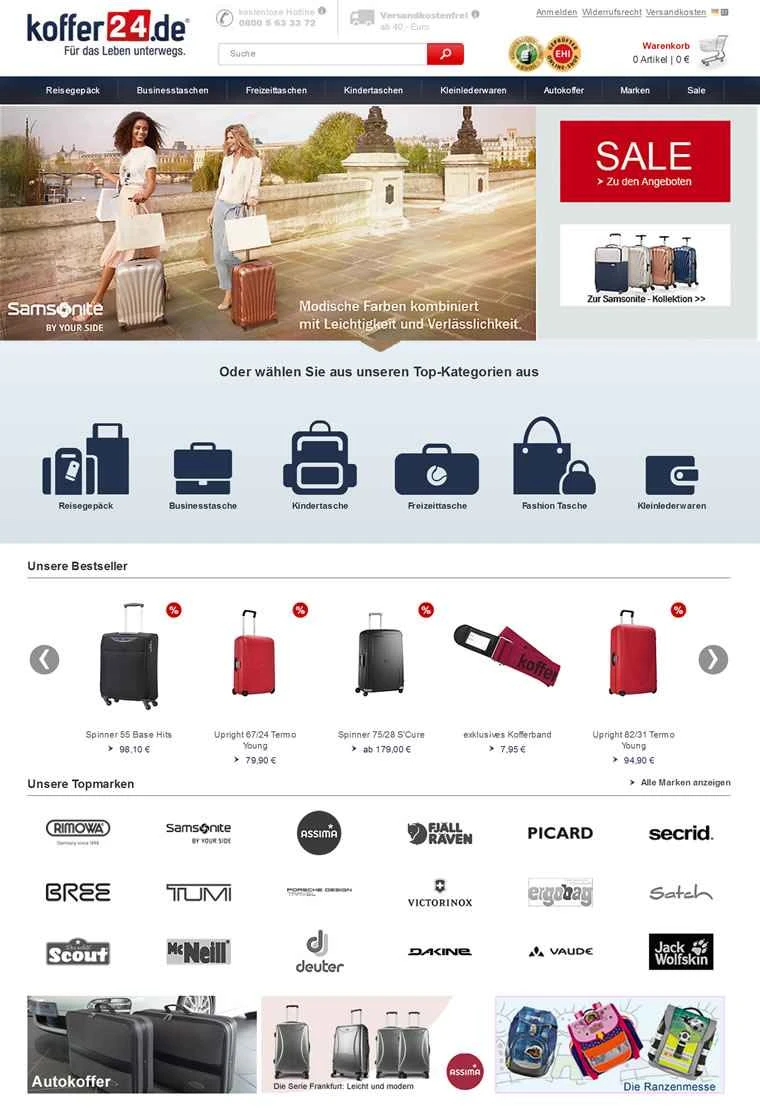 ドイツのオンラインスーツケースストア：koffer24.de