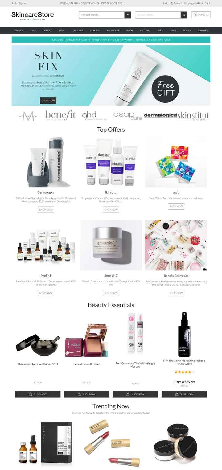オーストラリアを代表する美容・スキンケア用品小売業者の1つであるSkincareStore