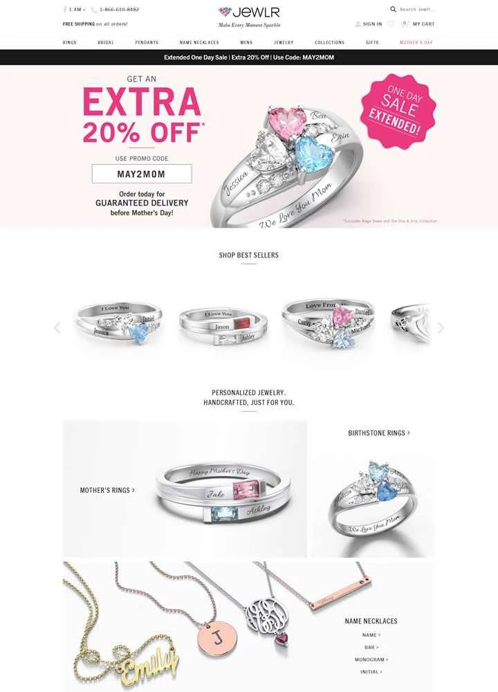 Jewlr は、米国の高品質なパーソナライズされたジュエリーのウェブサイトです。