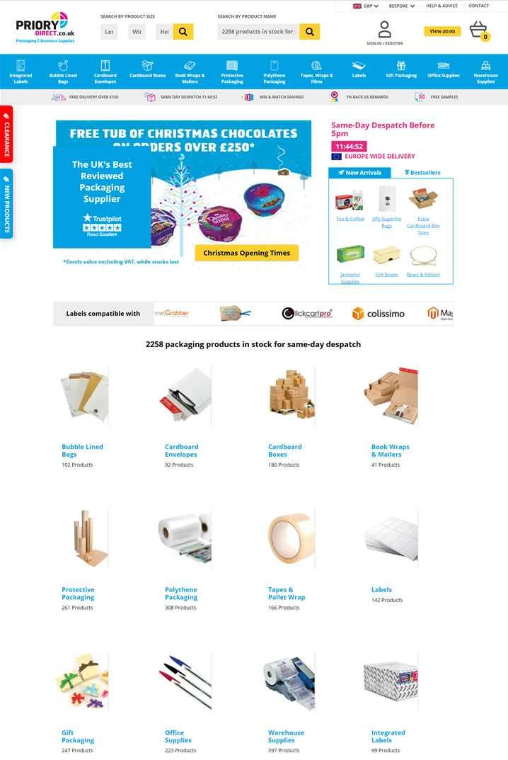 英国最高の包装サプライヤー、Priory Direct