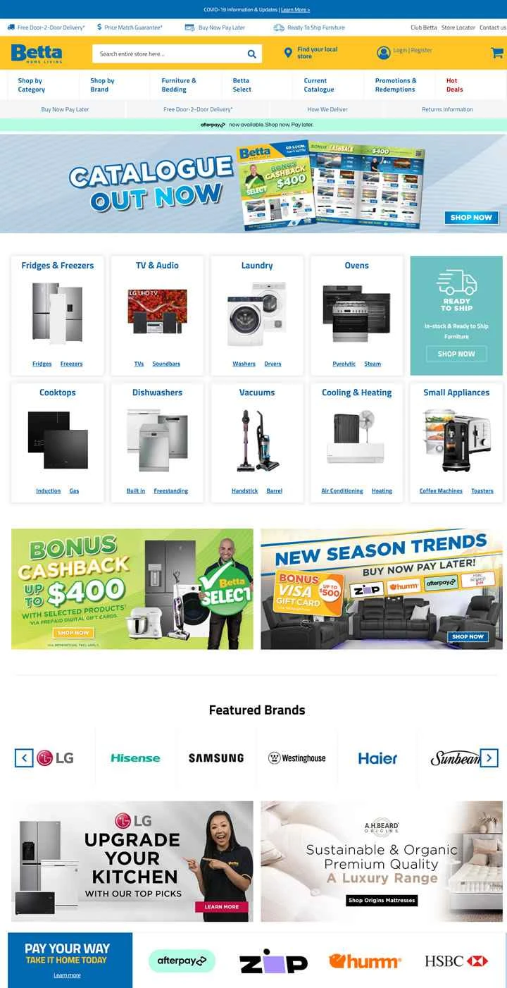 オーストラリアの家電・家具小売業者：Betta Home Living