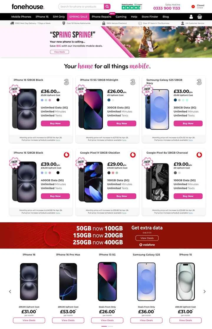 英国の有名な携帯電話販売店Fonehouse