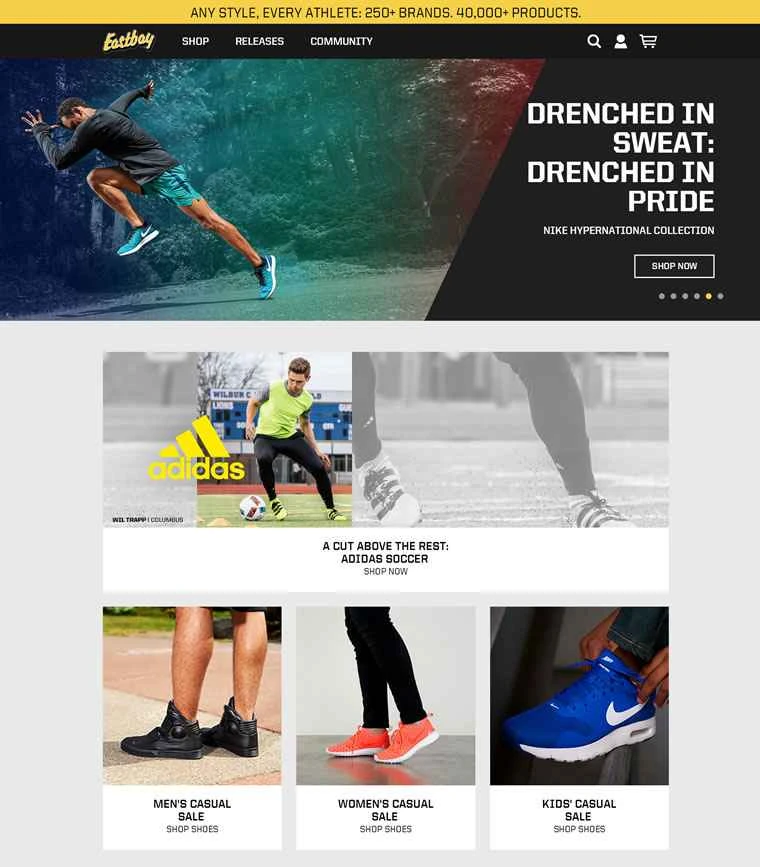 イーストベイのウェブサイト: アメリカ最大のオンラインスポーツシューズ小売業者