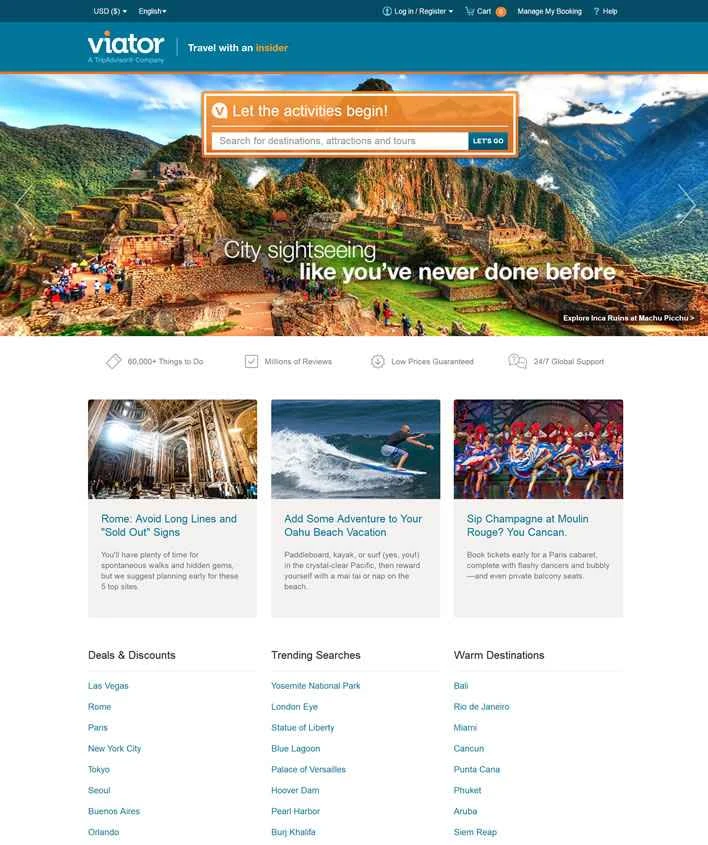 世界最高の旅行体験を予約：Viator