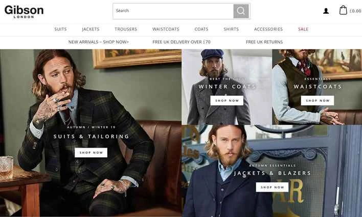 ギブソン ロンドン公式サイト: 本物の英国紳士服で知られています。