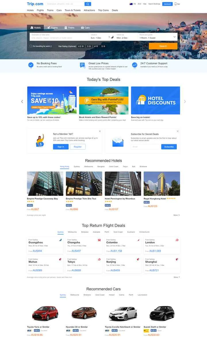 Trip.com オーストラリア: オンライン旅行代理店