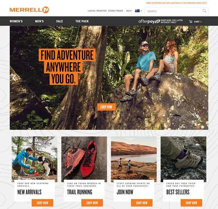 メレルオーストラリアのウェブサイト：アウトドアハイキングブーツを購入