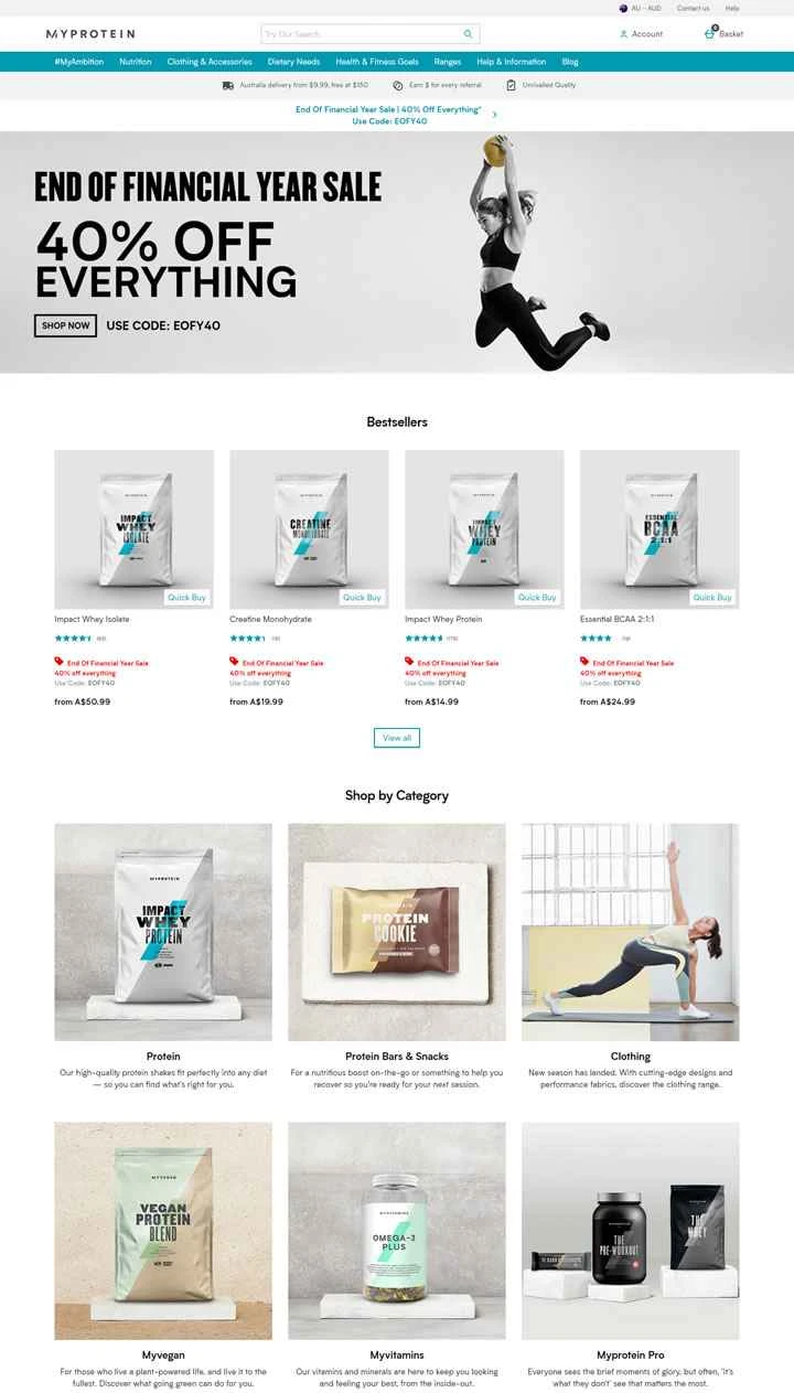 MYPROTEINオーストラリア公式サイト：ヨーロッパのスポーツ栄養ブランド