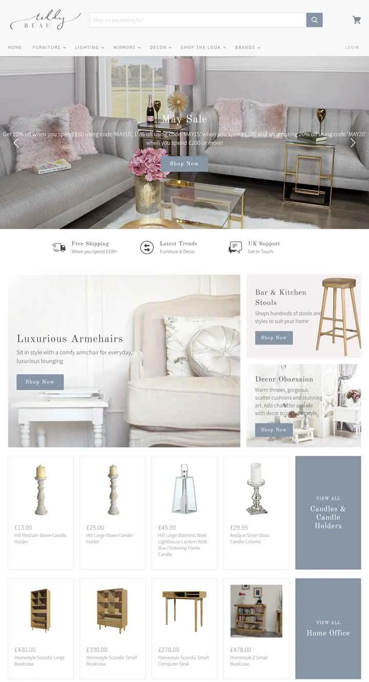 英国の高級家具と家庭用家具のオンライン ストア、Teddy Beau。