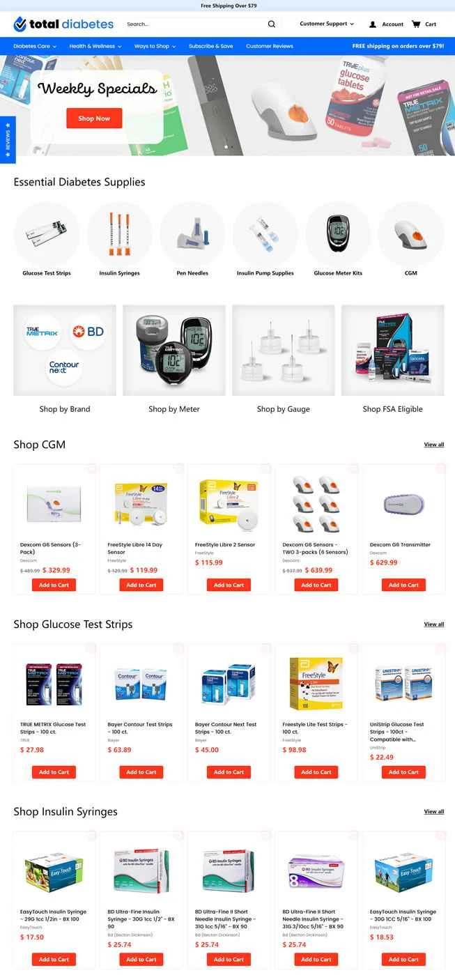 Total Diabetes Supply は、米国を拠点とし、糖尿病用品や医療用品を割引価格でオンライン販売する企業です。