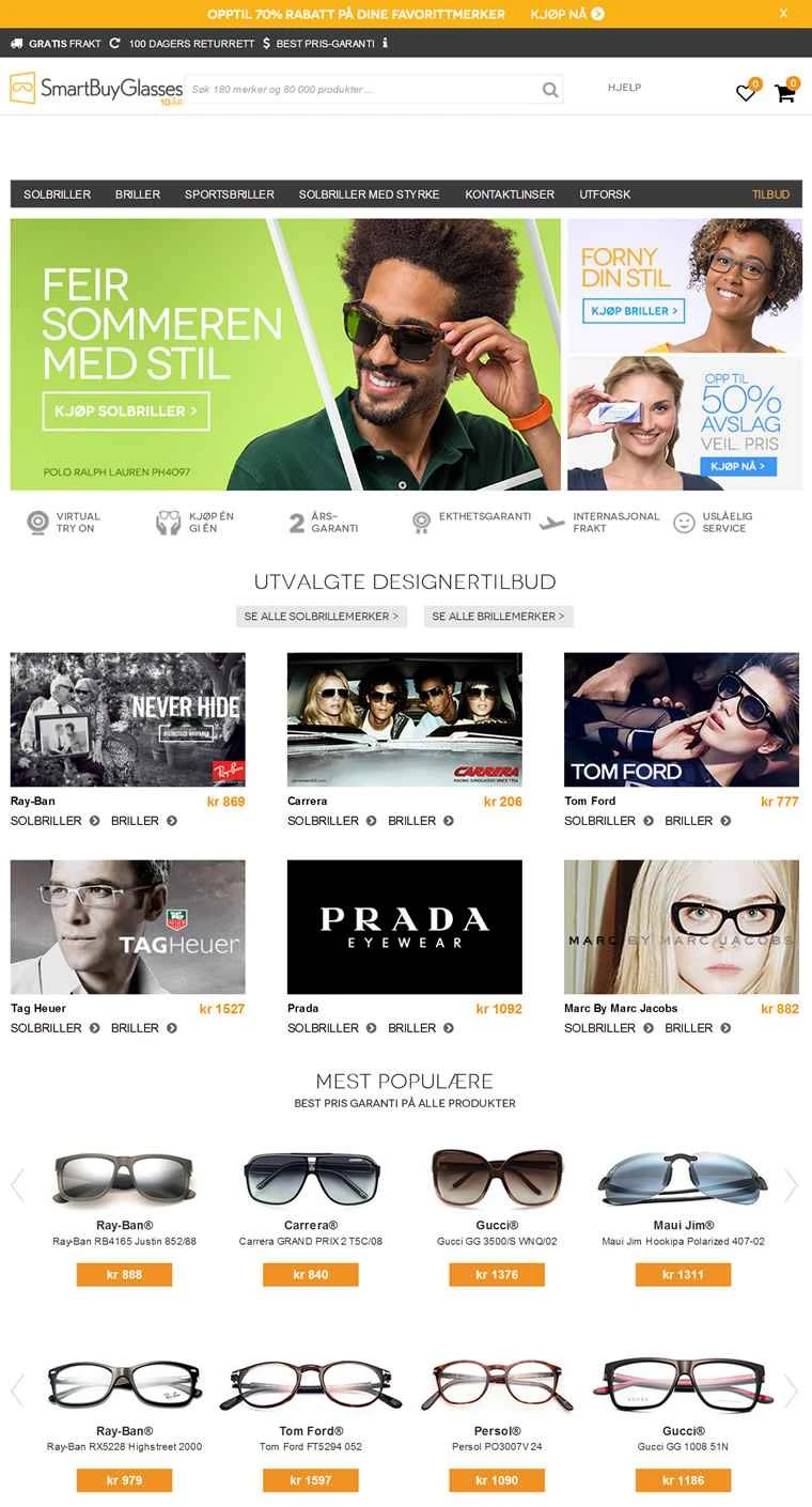 SmartBuyGlasses Norway は、サングラスと眼鏡を扱うノルウェーのオンライン ストアです。