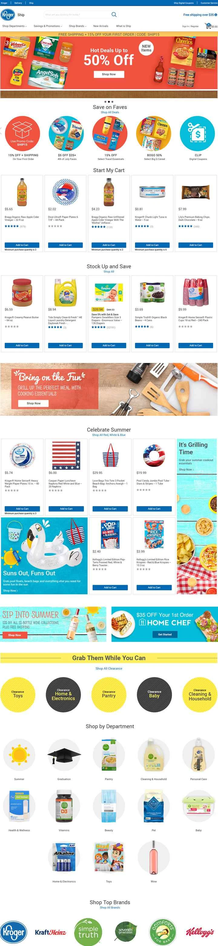 アメリカのスーパーマーケットチェーン、クローガーでのオンラインショッピング：クローガー
