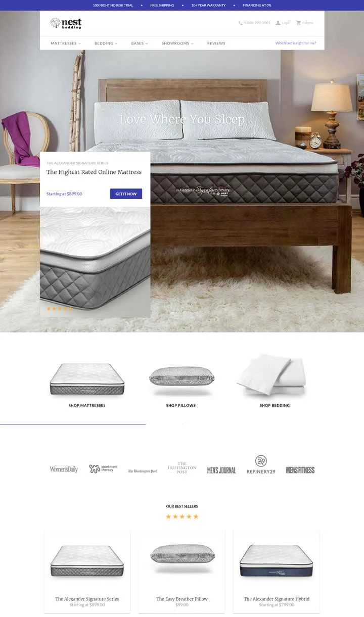 アメリカのマットレスと寝具メーカー、Nest Bedding