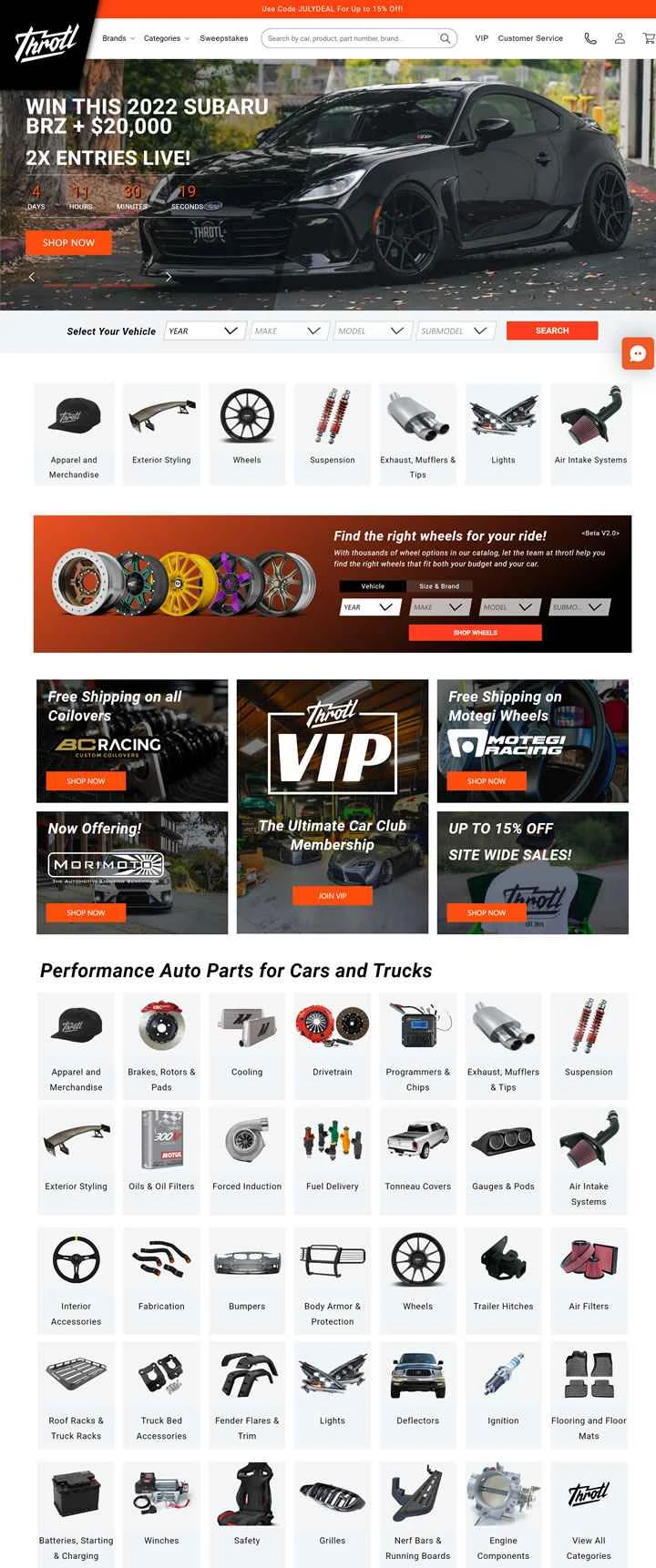 自動車・トラック用高性能パーツ：スロットル