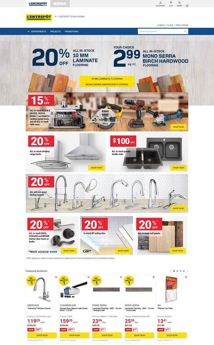 RONA は、カナダ最大のハードウェア、ホームセンター、園芸用品店です。