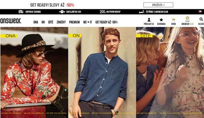 チェコのマルチブランドオンラインファッションストア：ANSWEAR.cz
