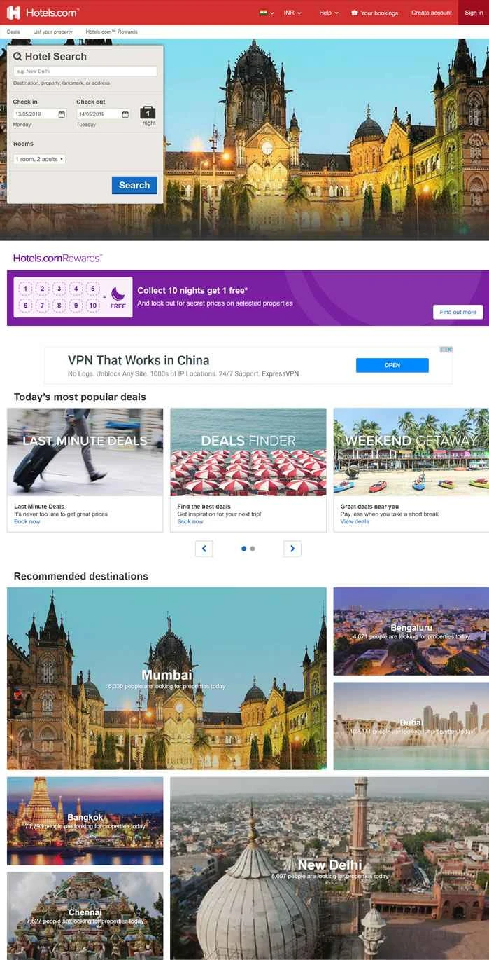 Hotels.com インド: ホテル予約