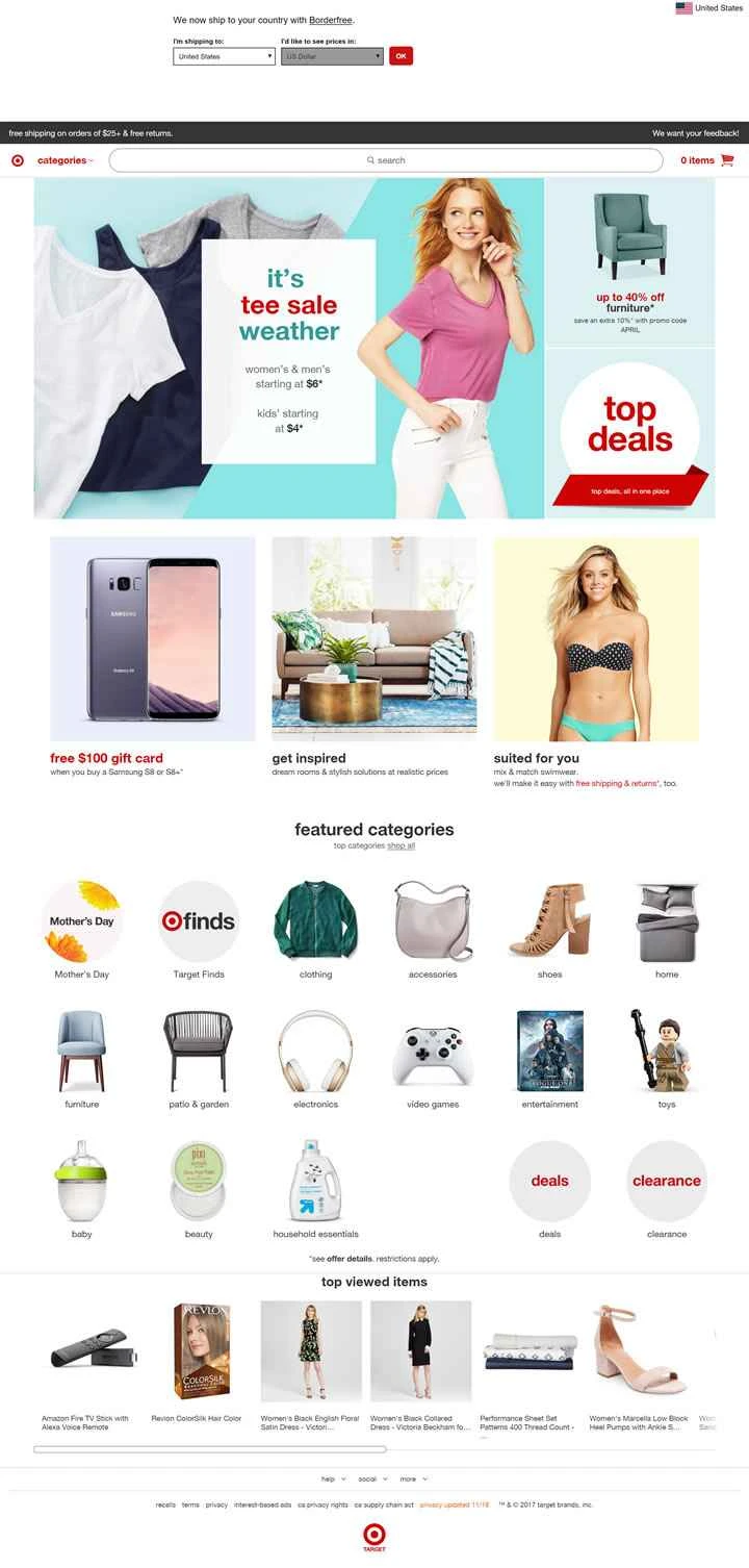 ターゲットのウェブサイト: ターゲット