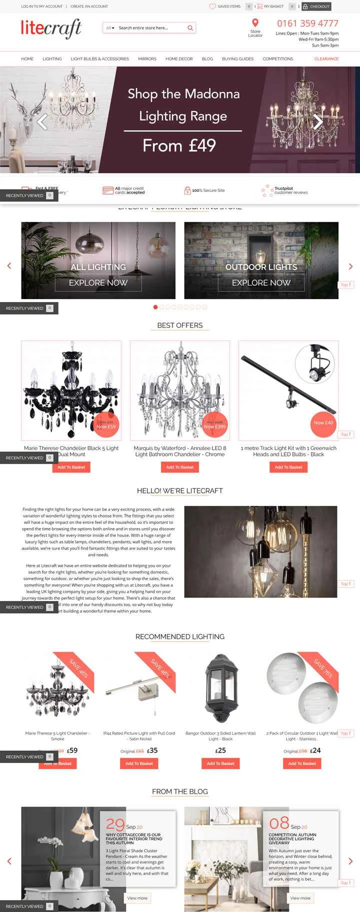 英国最大のオンライン照明ストア、Litecraft