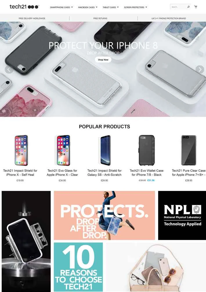 Tech21（米国/カナダ）：英国No.1の耐衝撃保護ケースブランド