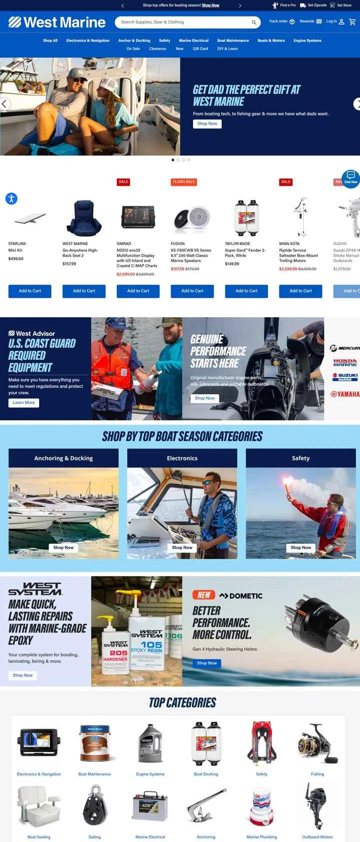 米国を拠点とする海洋用品および釣り用具の小売業者、West Marine。