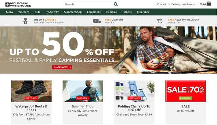 英国最大のアウトドア用品専門小売店、マウンテンウェアハウス