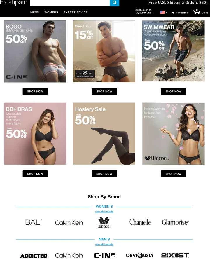 Freshpair は、アメリカを代表する男性用・女性用下着のオンライン小売業者です。