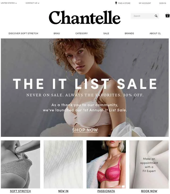 フランスのNo.1ランジェリーブランド「シャンテル」が米国のウェブサイトに公式掲載されました。
