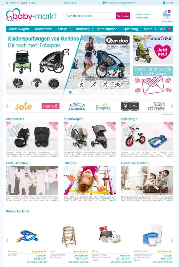 Babymarkt Switzerland: ベビー用品や設備をオンラインで購入できます。