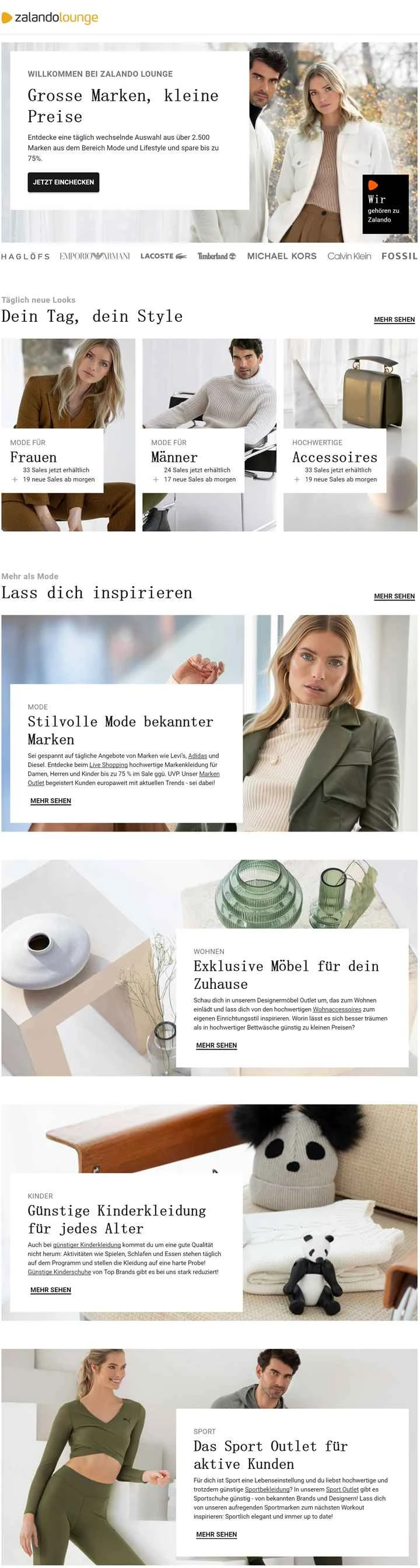 Zalando Lounge Switzerland: ファッションとライフスタイルのショッピングクラブ