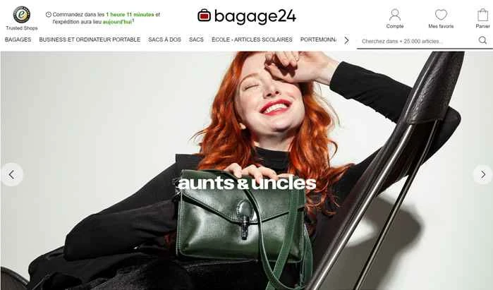 バッグや旅行カバンを販売するフランスのオンラインストア：Bagage24.fr