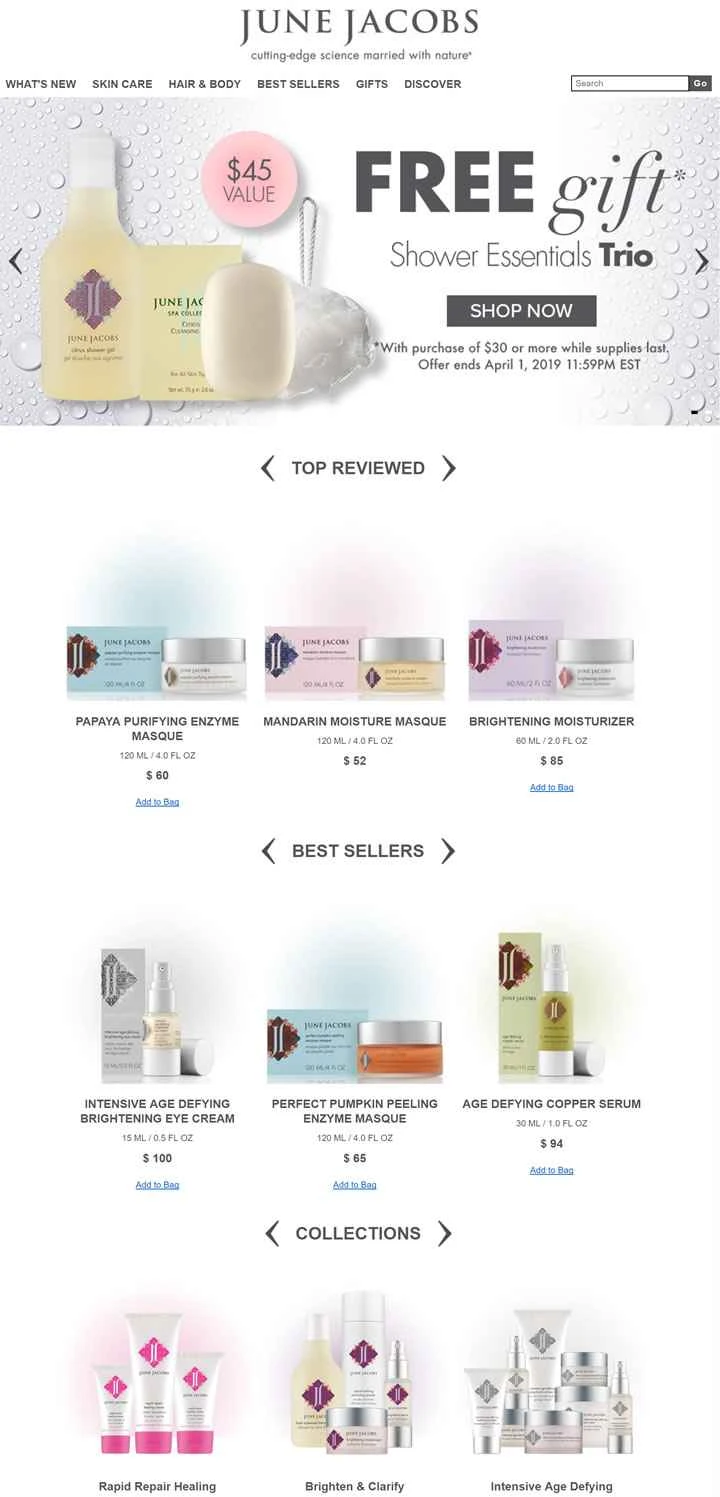 ジューン・ジェイコブス公式サイト：有名なスパスキンケアブランド