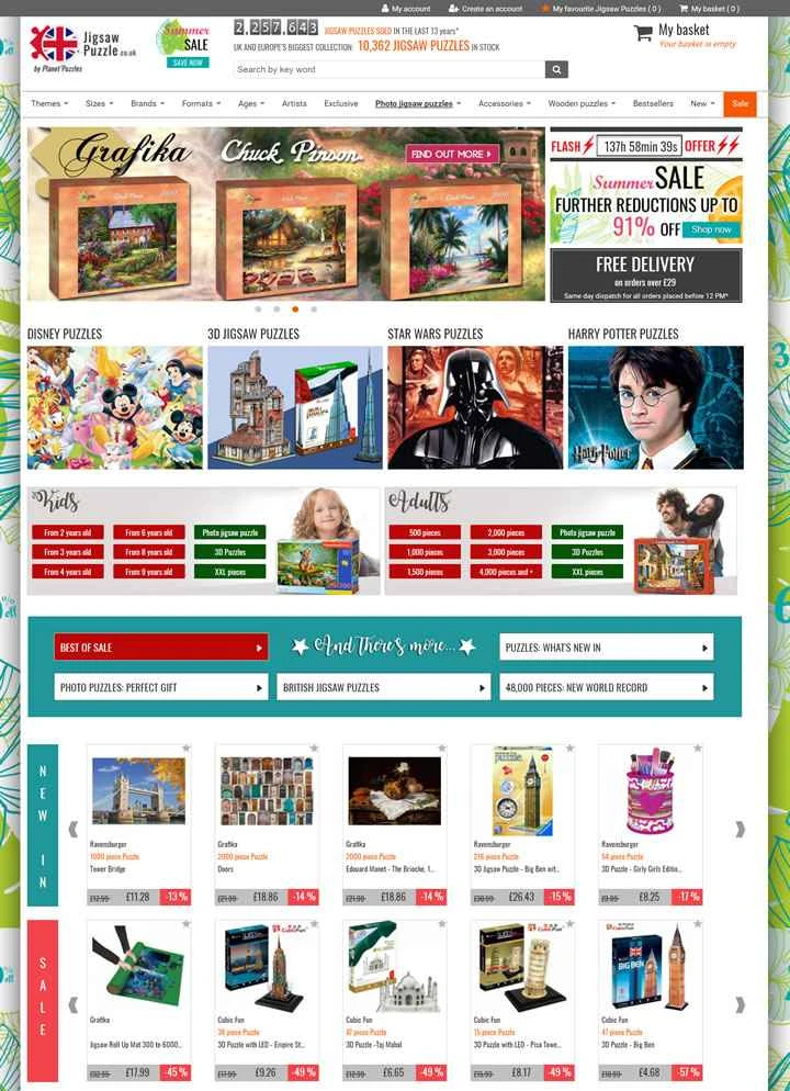 ヨーロッパ最大のジグソーパズルストア：JigsawPuzzle.co.uk