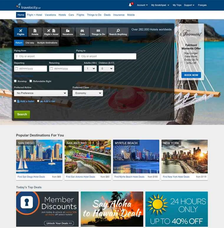 トラベロシティカナダ：北米トップ3の旅行ウェブサイトの1つ