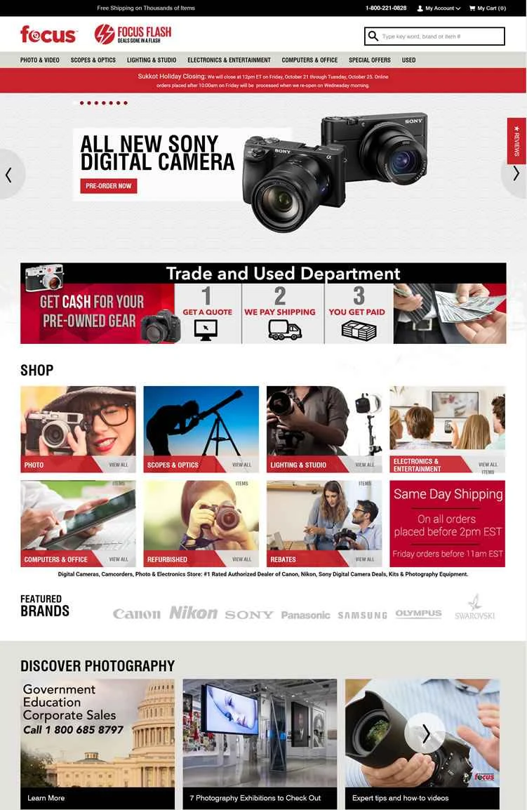 Focus Camera は、写真愛好家向けの米国を拠点とするオンライン ショッピング サイトです。