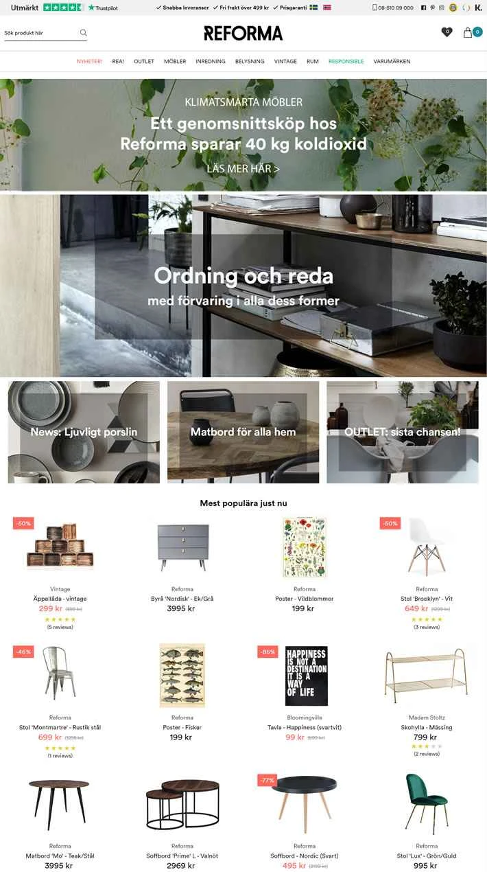 スウェーデンのモダン家具とヴィンテージ家具をオンラインで購入：Reforma