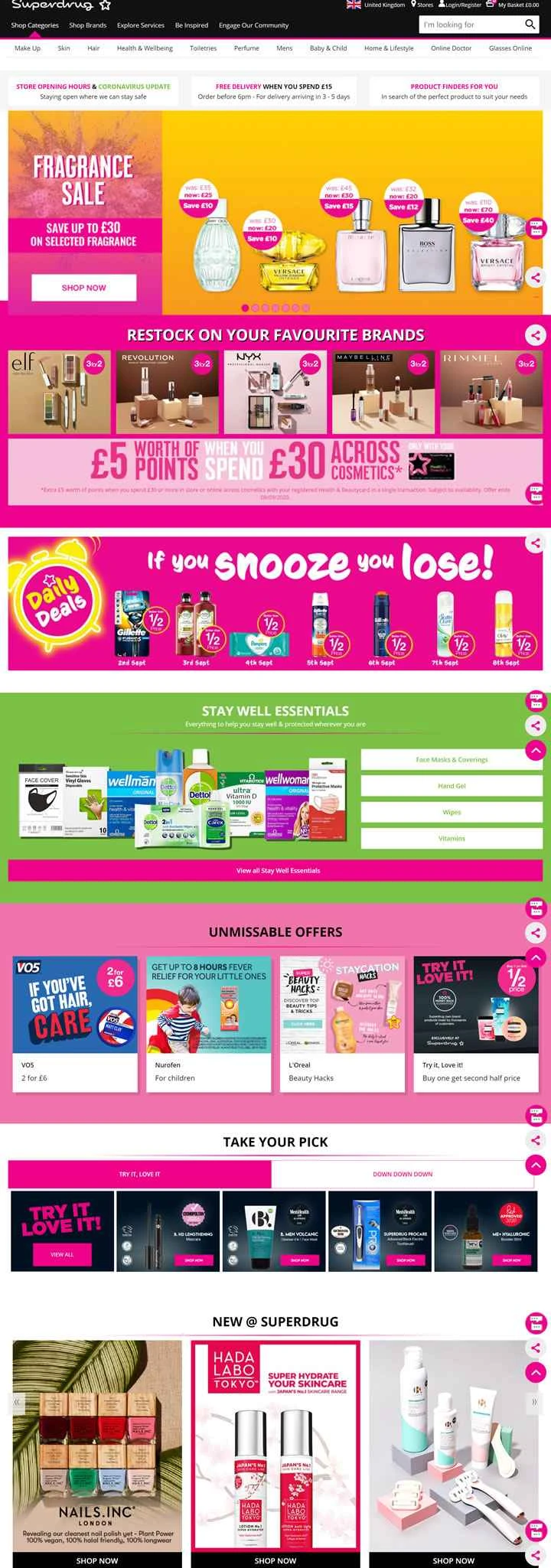 イギリスの有名な薬局チェーン、スーパードラッグ。