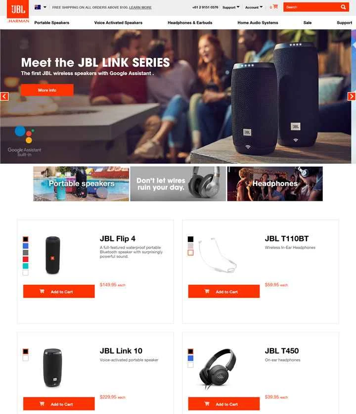 JBLオーストラリア公式ストア：スピーカー、ヘッドホン、オーディオシステム