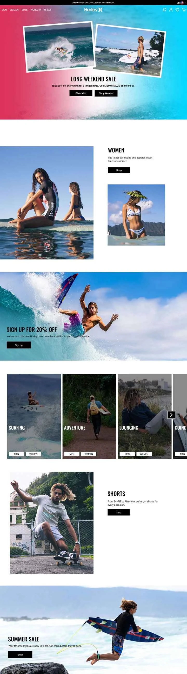 ハーレー公式サイト：ビーチライフスタイルに根ざしたグローバルユースカルチャーブランド